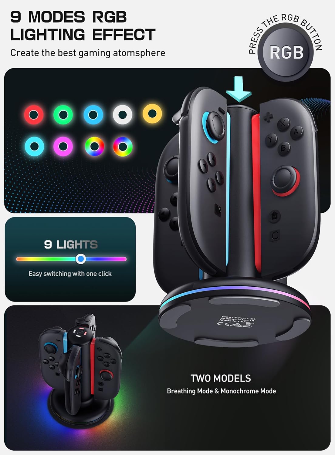 Mumba Charging Dock for Nintendo Switch 2 Joy-Con Controllers – 4 in 1 Fast Charger Station, Magnetic & Weighted Base, Bi-Directional Design, LED Indicators & Overcharge Protection