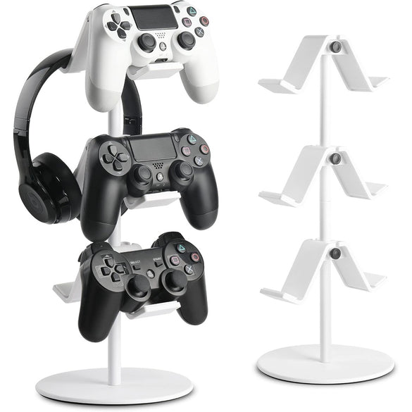 KELJUN Controller Stand 3 Tier,Headphone Holder, Multi Adjustable Game Controller Headset Hanger for All Universal Gaming PC Accessories, Xbox PS4 PS5 Nintendo Switch(Smart Black)