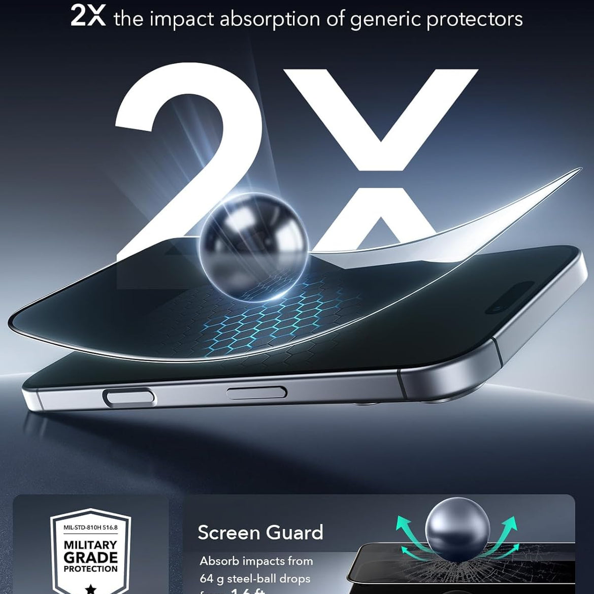 ESR 3 Pack for iPhone 17 Pro Max Screen Protectors, High Clarity, 9H Hardness Scratch Resistant, Military-Grade Tempered Glass, Shatterproof, Screen Guard with Easy Installation Tool