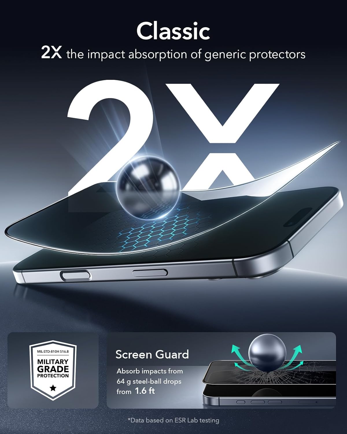 ESR 3 Pack for iPhone 17 Pro Max Screen Protectors, High Clarity, 9H Hardness Scratch Resistant, Military-Grade Tempered Glass, Shatterproof, Screen Guard with Easy Installation Tool