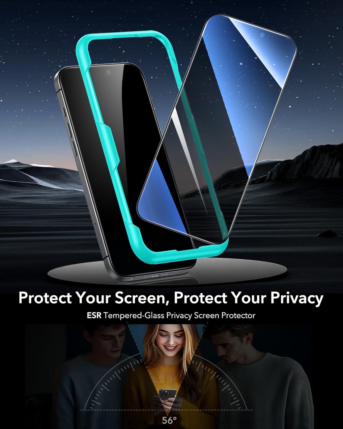 ESR 3 Pack for iPhone 17 Pro Max Screen Protectors, High Clarity, 9H Hardness Scratch Resistant, Military-Grade Tempered Glass, Shatterproof, Screen Guard with Easy Installation Tool