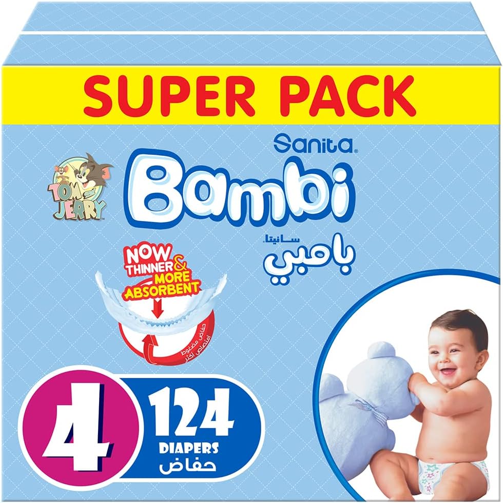 Sanita Bambi, Size 4, Large, 8-16 kg, Jumbo Pack, 62 Diapers