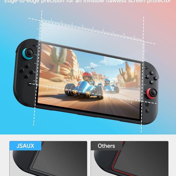 JSAUX 3-Pack Screen Protector for Nintendo Switch 2, Ultra HD Glass Protector 9H Hardness Easy to Install with Guiding Frame Scratch Resistant Tempered Glass