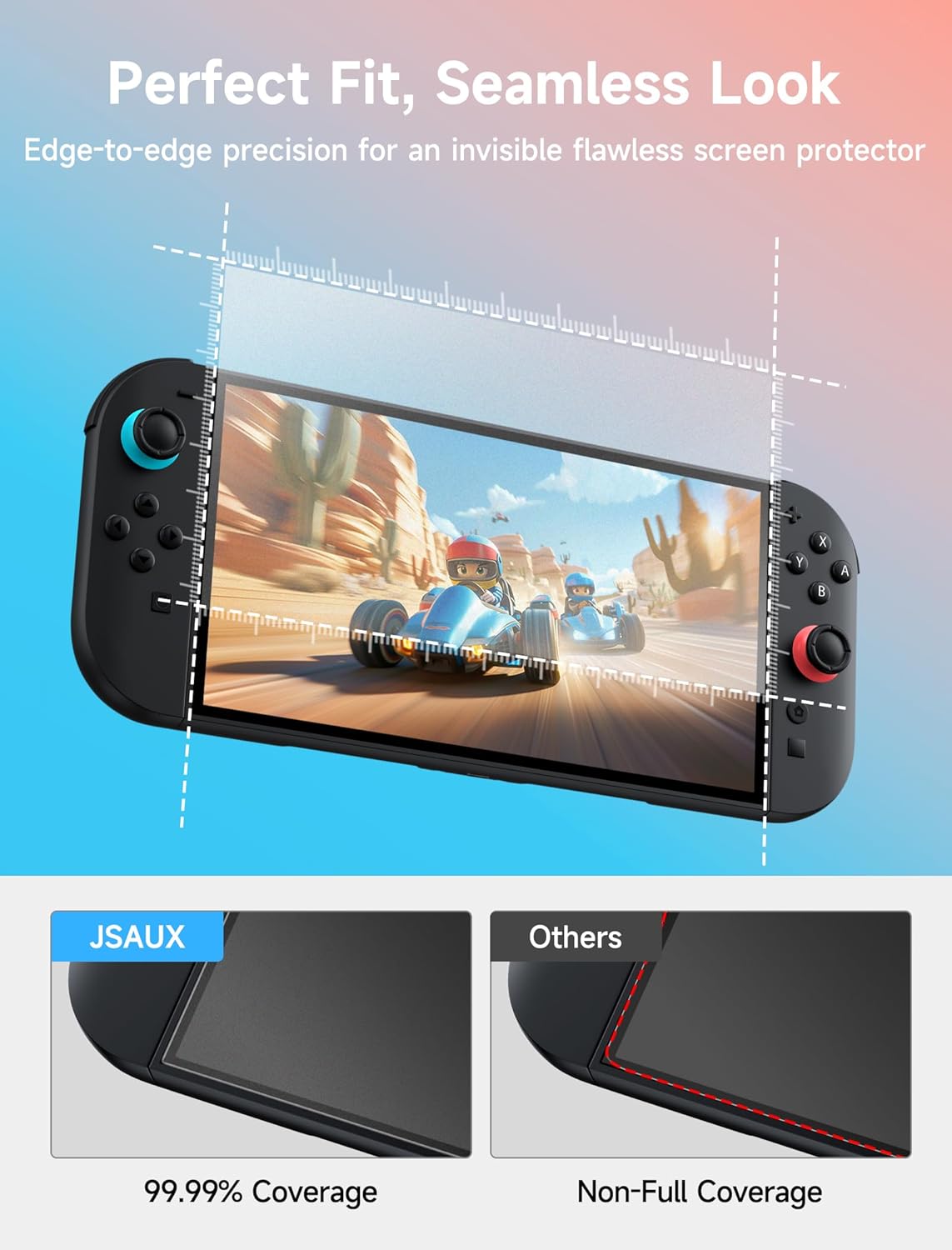 JSAUX 3-Pack Screen Protector for Nintendo Switch 2, Ultra HD Glass Protector 9H Hardness Easy to Install with Guiding Frame Scratch Resistant Tempered Glass