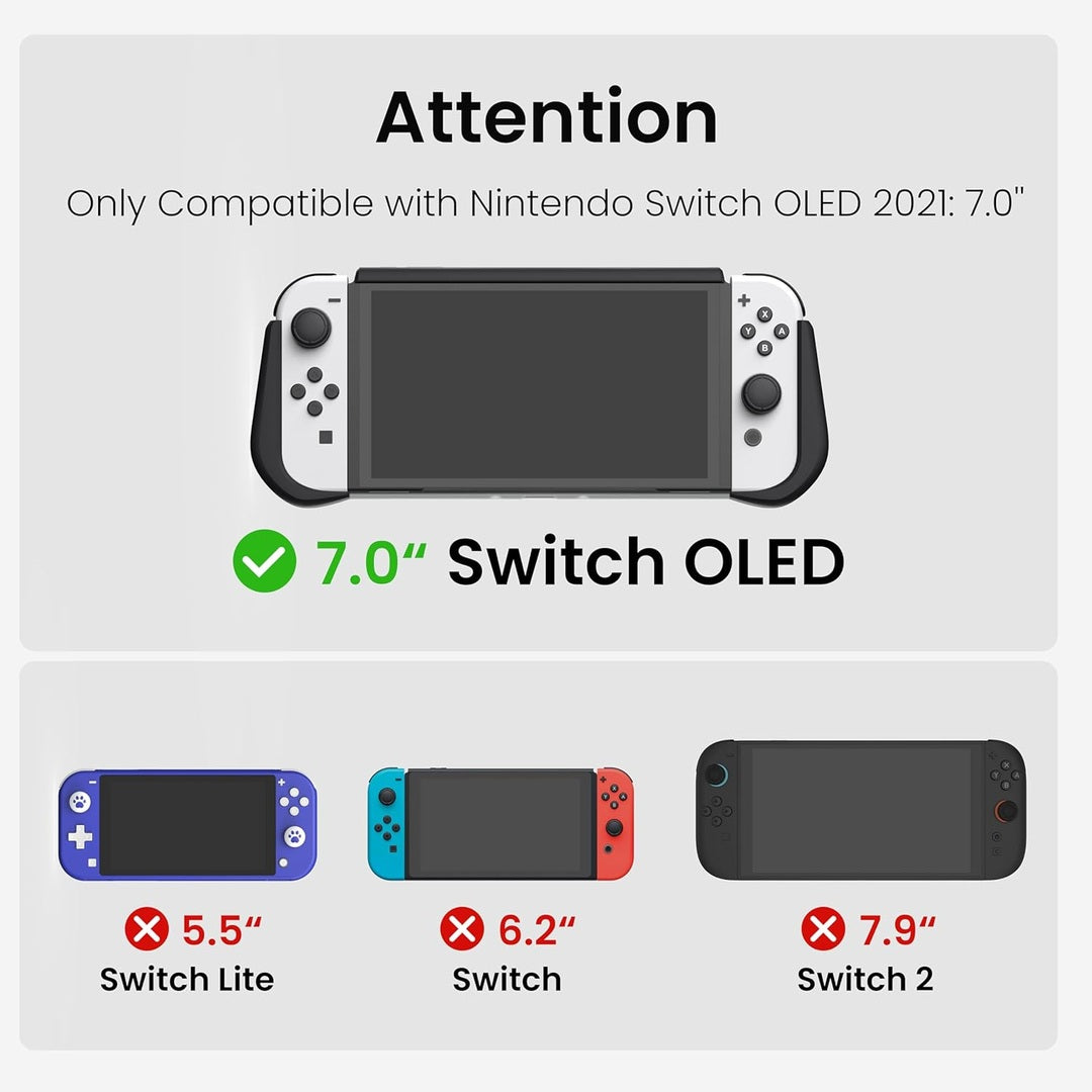 KIWIHOME Dockable Case Compatible with Nintendo Switch OLED Model 2021, with Flip Design Game Card Holder, Ergonomic Comfort TPU Grip Protective Case for Switch OLED Console, Games and Joy-Cons, Black