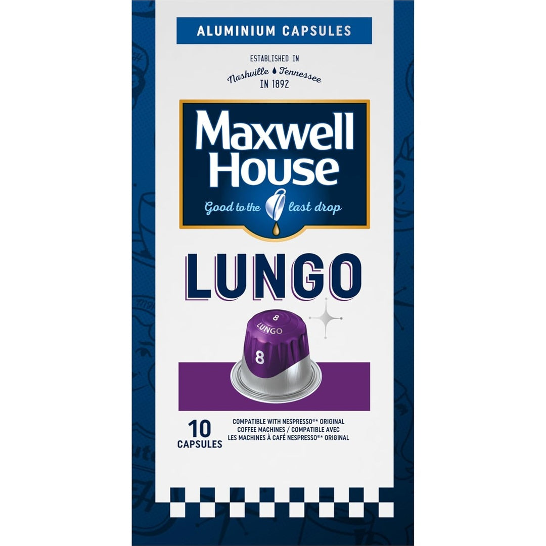 MAXWELL HOUSE- Lungo - Intensity 8-10 Aluminium Coffee Capsules Compatible with Nespresso Machine (Pack of 1)