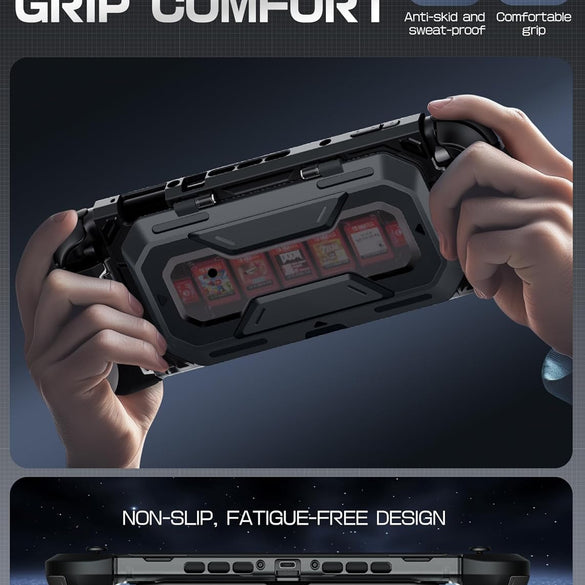 Mumba Dockable for Nintendo Switch 2 Case with Flip Stand, [Titan] Ergonomic Switch 2 Grip Protective Cover Holds 5 Game Cards & 2 TF Cards TPU Accessories and Quick-Release Joy-Con Design (Black)