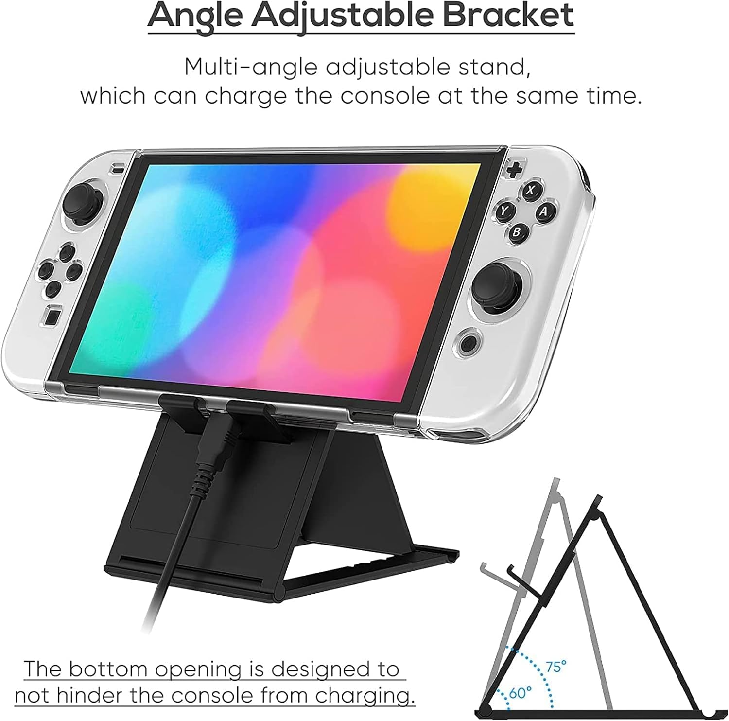 Carrying Case for Nintendo Switch OLED, Travel Carrying Case Pouch Accessories for Switch OLED, Include Screen Protector, Protective Cover Case, Data Cable, Kickstand &Thumb Grip Caps
