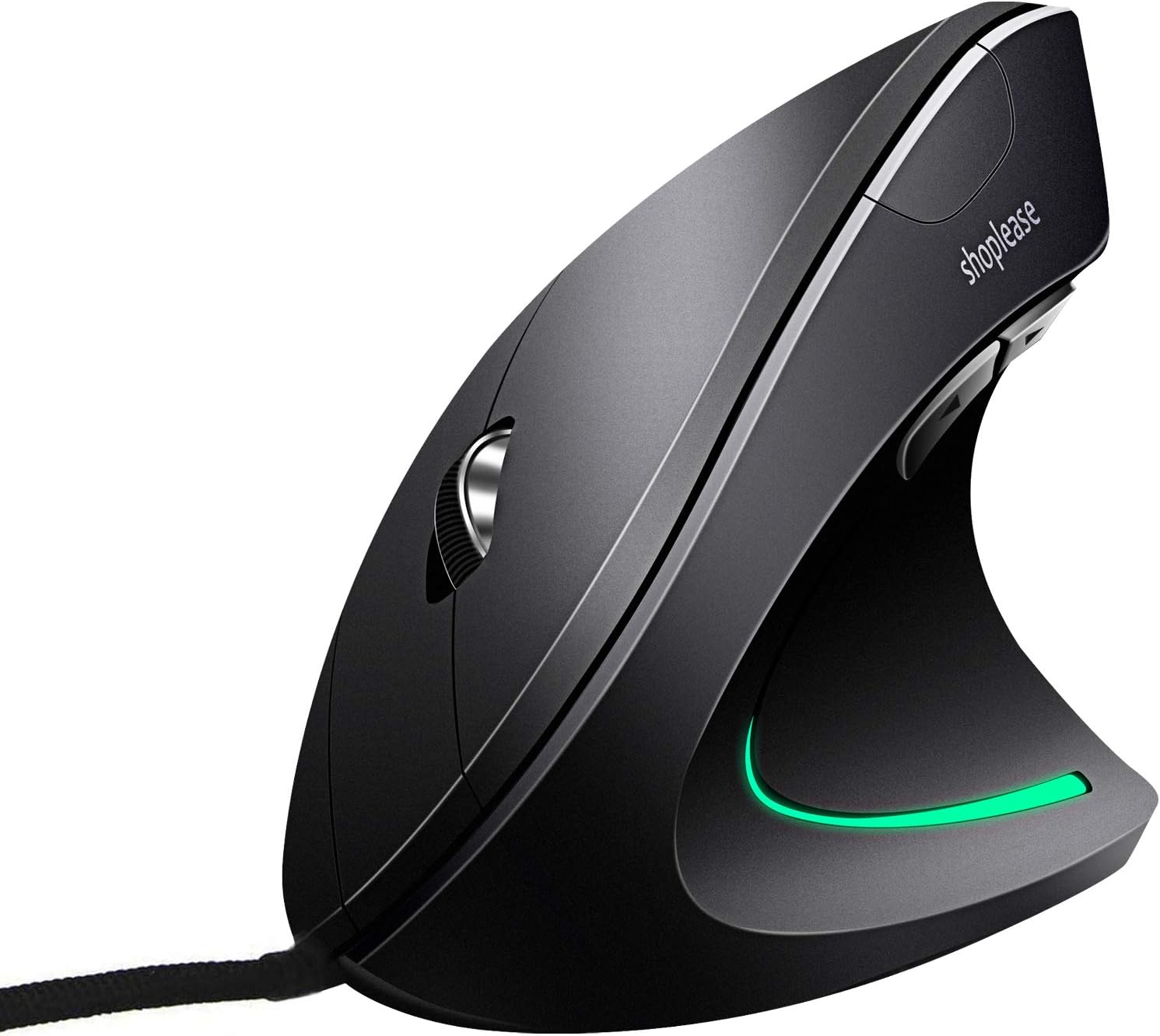 shoplease Wired Vertical Mouse, Optical Ergonomic Mouse with 4 Adjustable 800/1200/2000/3200, 5 Buttons USB Computer Mouse, Better for Large and Medium Sized Hands