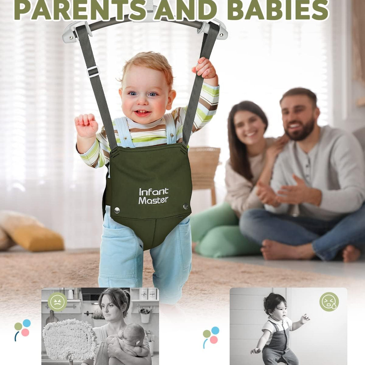 Infant Master Doorway Jumper, Johnny Jumper w/Adjustable Seat Bag, Durable Baby Door Bouncer & Swing Jumper w/Steel Spring, Wise Gift Choice for Infant & Toddler, Easy to Use, Blue