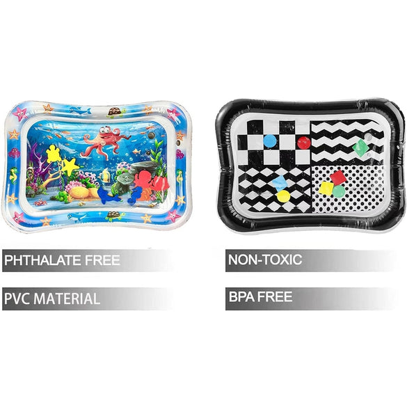 PandaEar 2 Pack Tummy Time Water Mat for Babies Kids, Inflatable Baby Water Play Mats, Baby Toys Sensory Water Mat for 3 6 12 Months Girls Boys