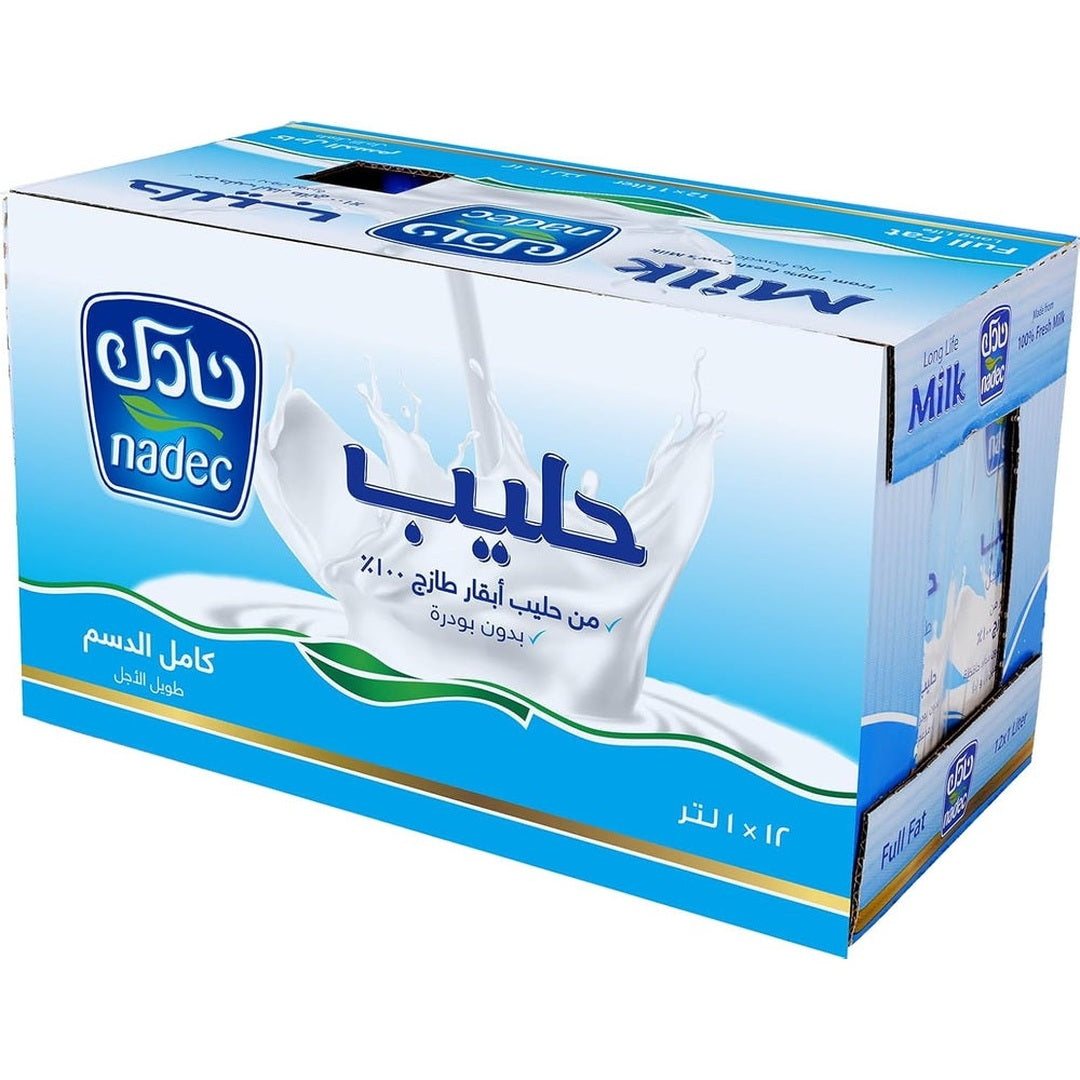 Nadec Full Fat Long Life Milk, 12 x 1 Liter