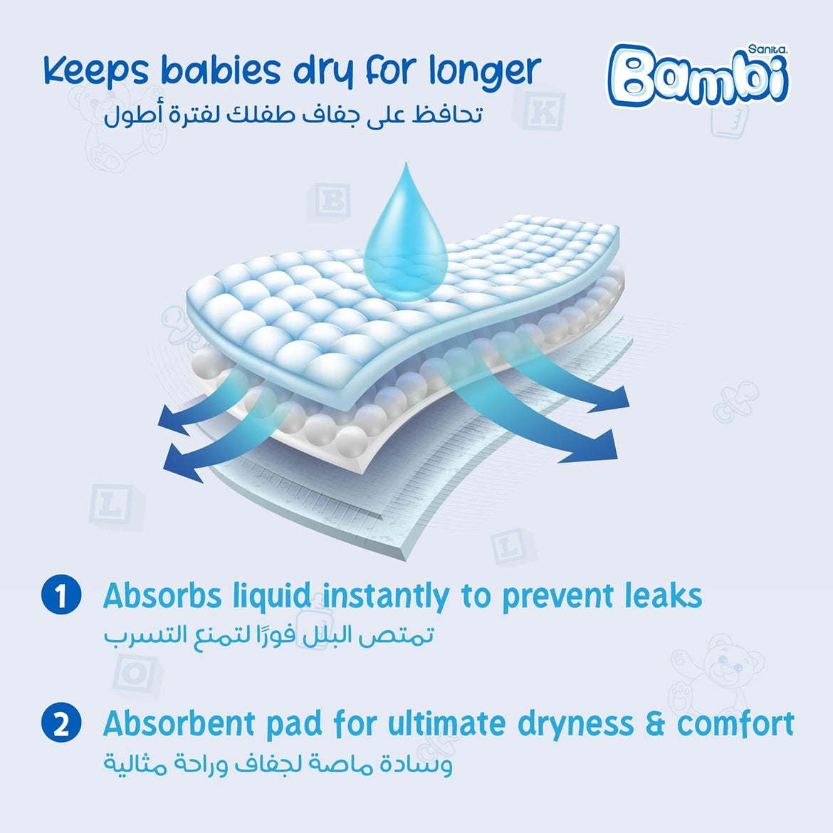 Sanita Bambi Baby Diapers Mega Pack Size 3, Medium, 6-11 KG, 184 Count