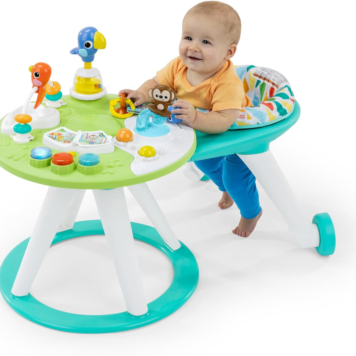 Bright Starts Around We Go 2-in-1 Walk-Around Activity Center and Table, Tropic Cool