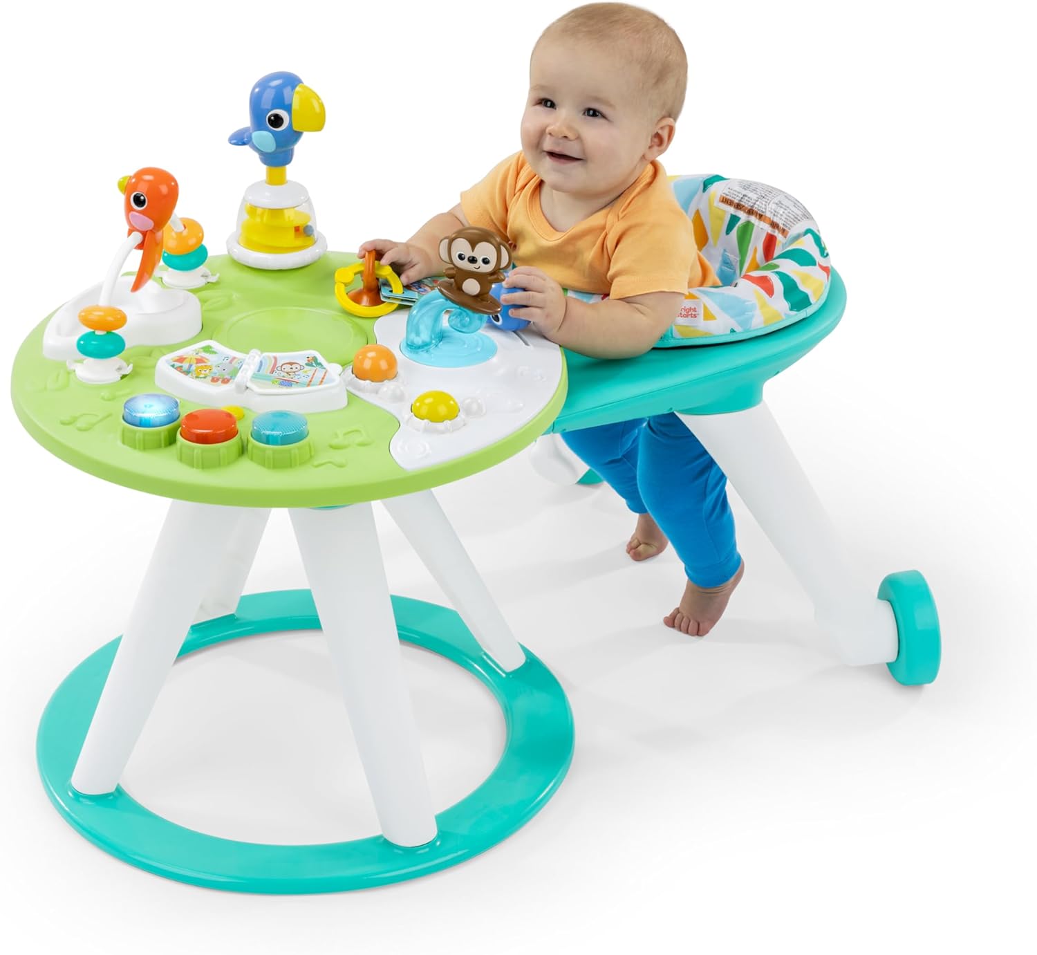 Bright Starts Around We Go 2-in-1 Walk-Around Activity Center and Table, Tropic Cool
