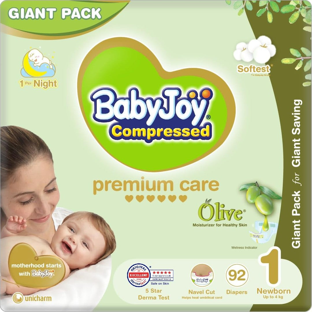 BabyJoy Olive Oil, Size 1, Newborn, 0-4 kg, Mega Pack, 72 Diapers