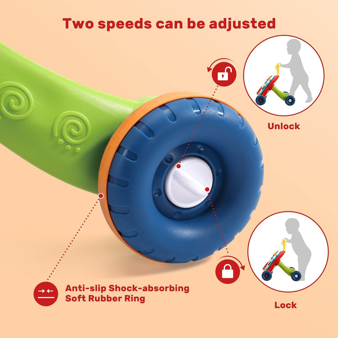 CUTE STONE Sit-to-Stand Learning Walker, 2 in 1 Baby Walker,