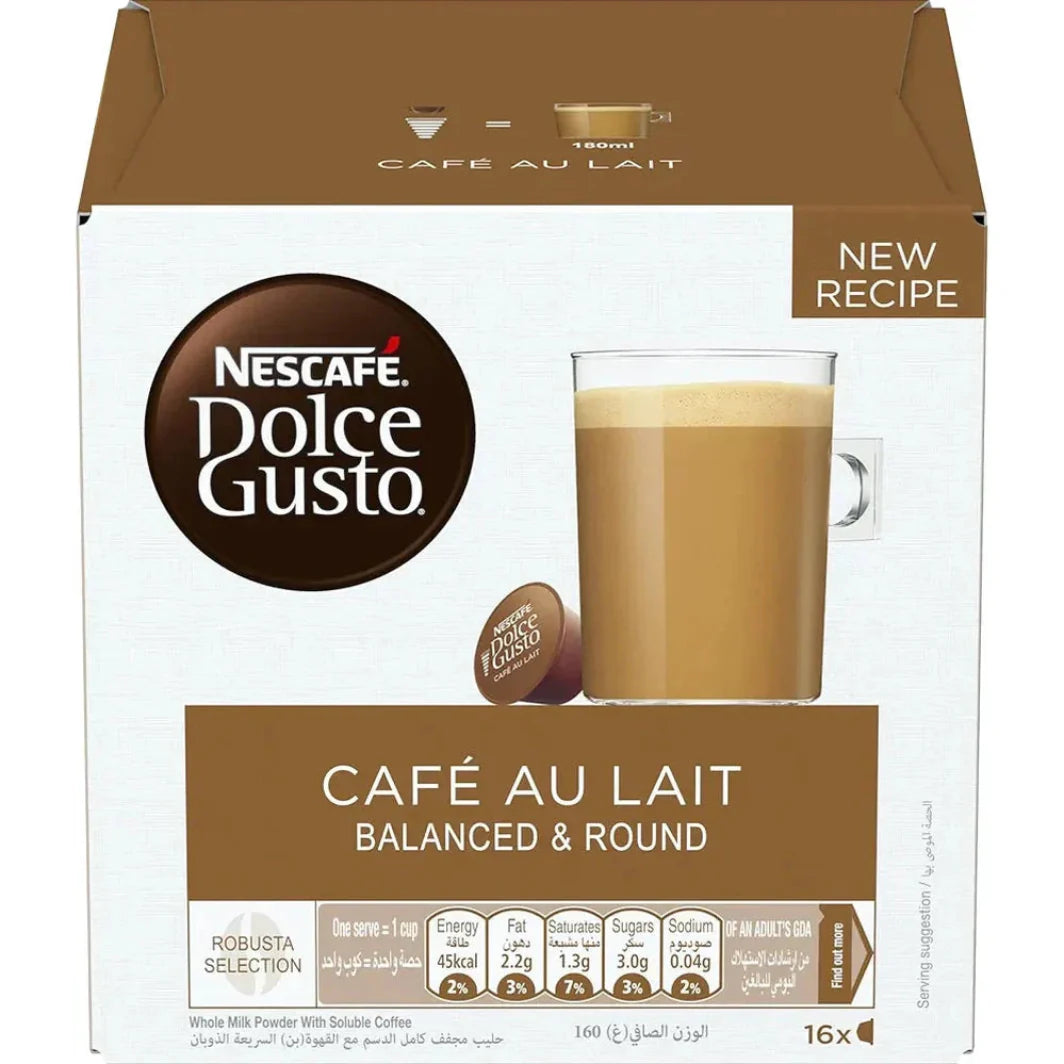 NESCAFÉ DOLCE GUSTO Cafe Au Lait Coffee Capsules - 16 Capsules, Brown