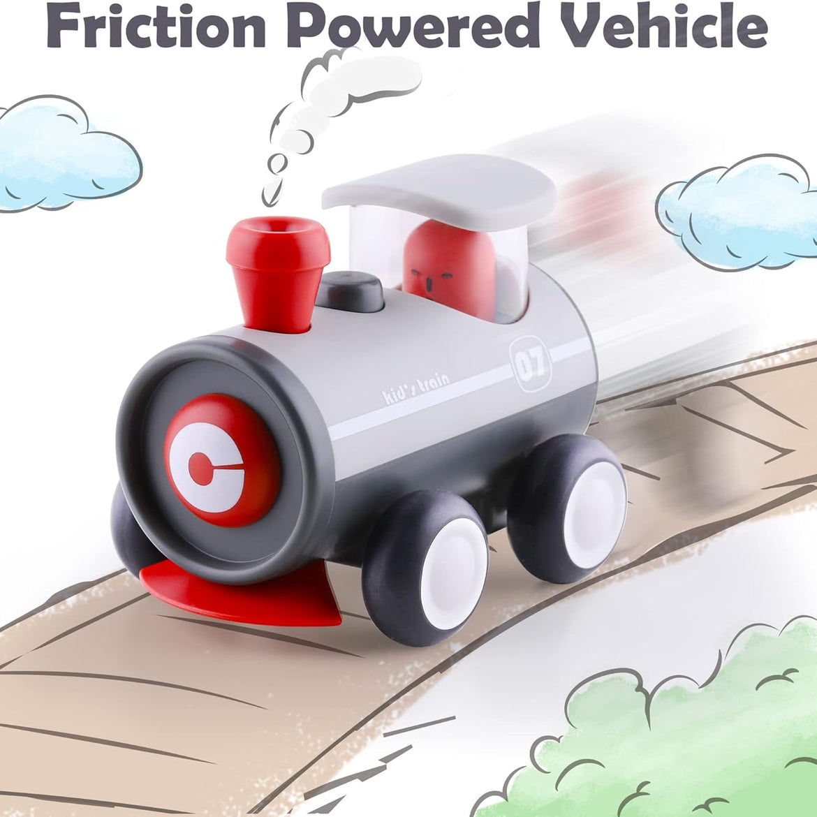 iPlay, iLearn Press to Go Car Toys for Toddlers 1-3, Baby Animal Racing Cars, Infant Play Vehicle Set