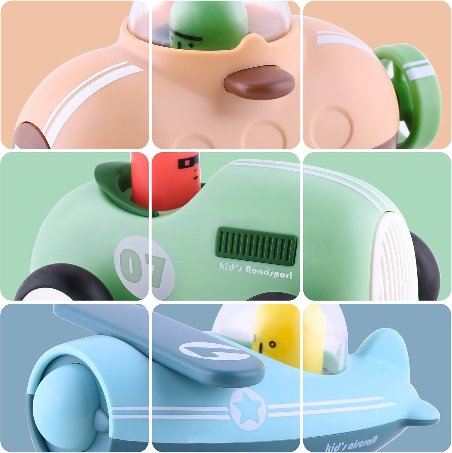iPlay, iLearn Press to Go Car Toys for Toddlers 1-3, Baby Animal Racing Cars, Infant Play Vehicle Set