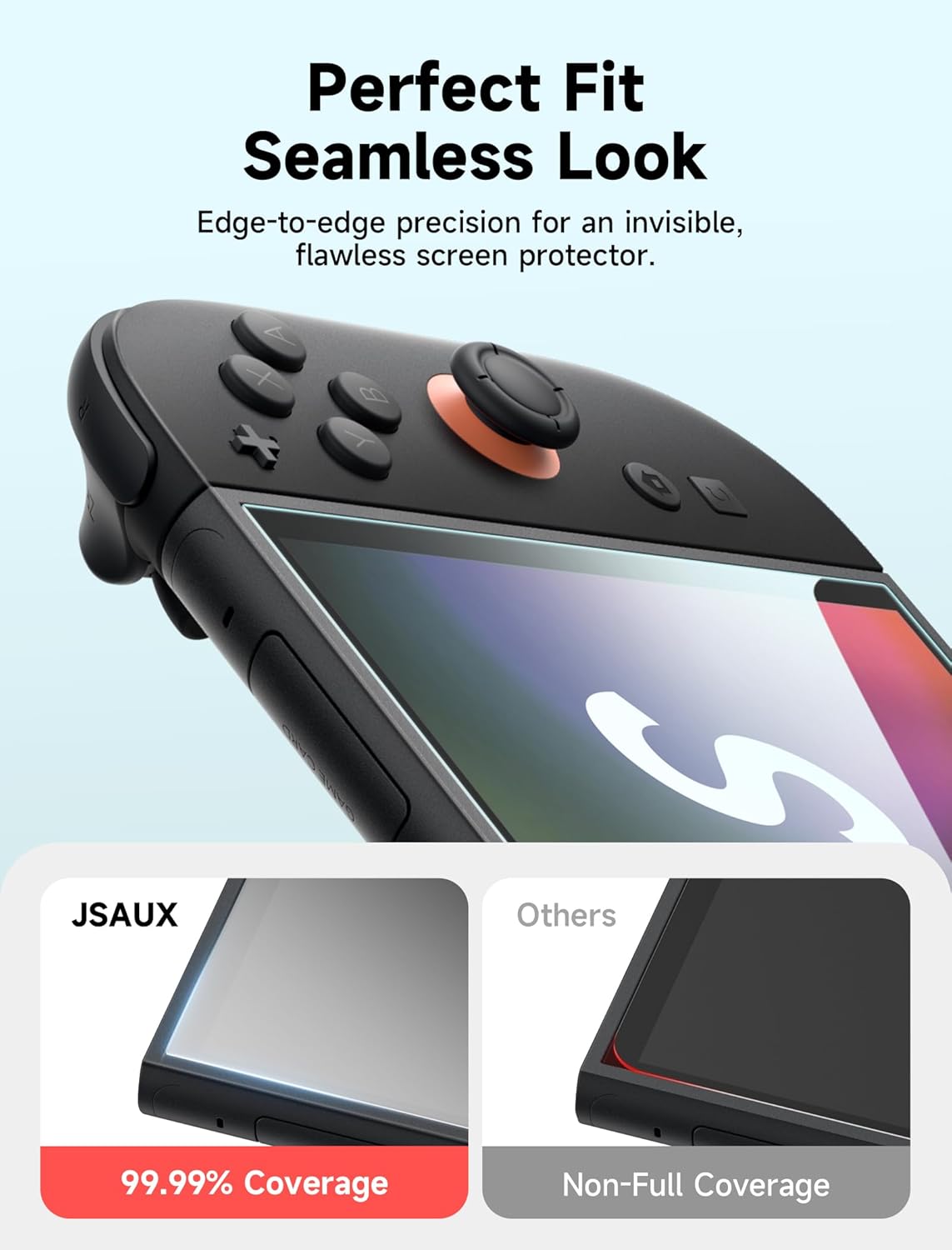 JSAUX 3-Pack Screen Protector for Nintendo Switch 2, Ultra HD Glass Protector 9H Hardness Easy to Install with Guiding Frame Scratch Resistant Tempered Glass