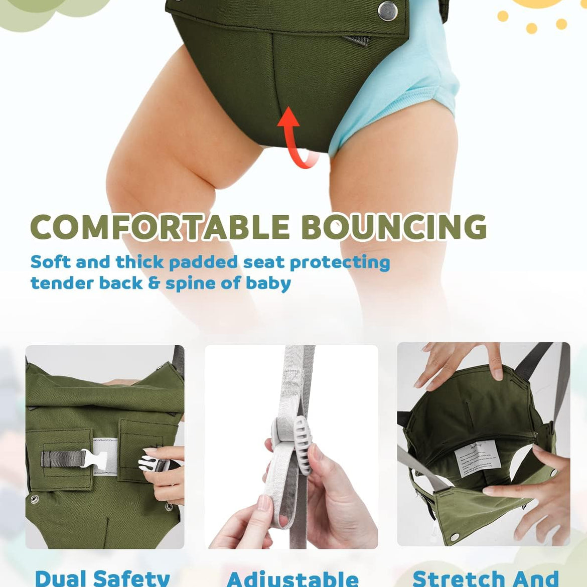 Infant Master Doorway Jumper, Johnny Jumper w/Adjustable Seat Bag, Durable Baby Door Bouncer & Swing Jumper w/Steel Spring, Wise Gift Choice for Infant & Toddler, Easy to Use, Blue