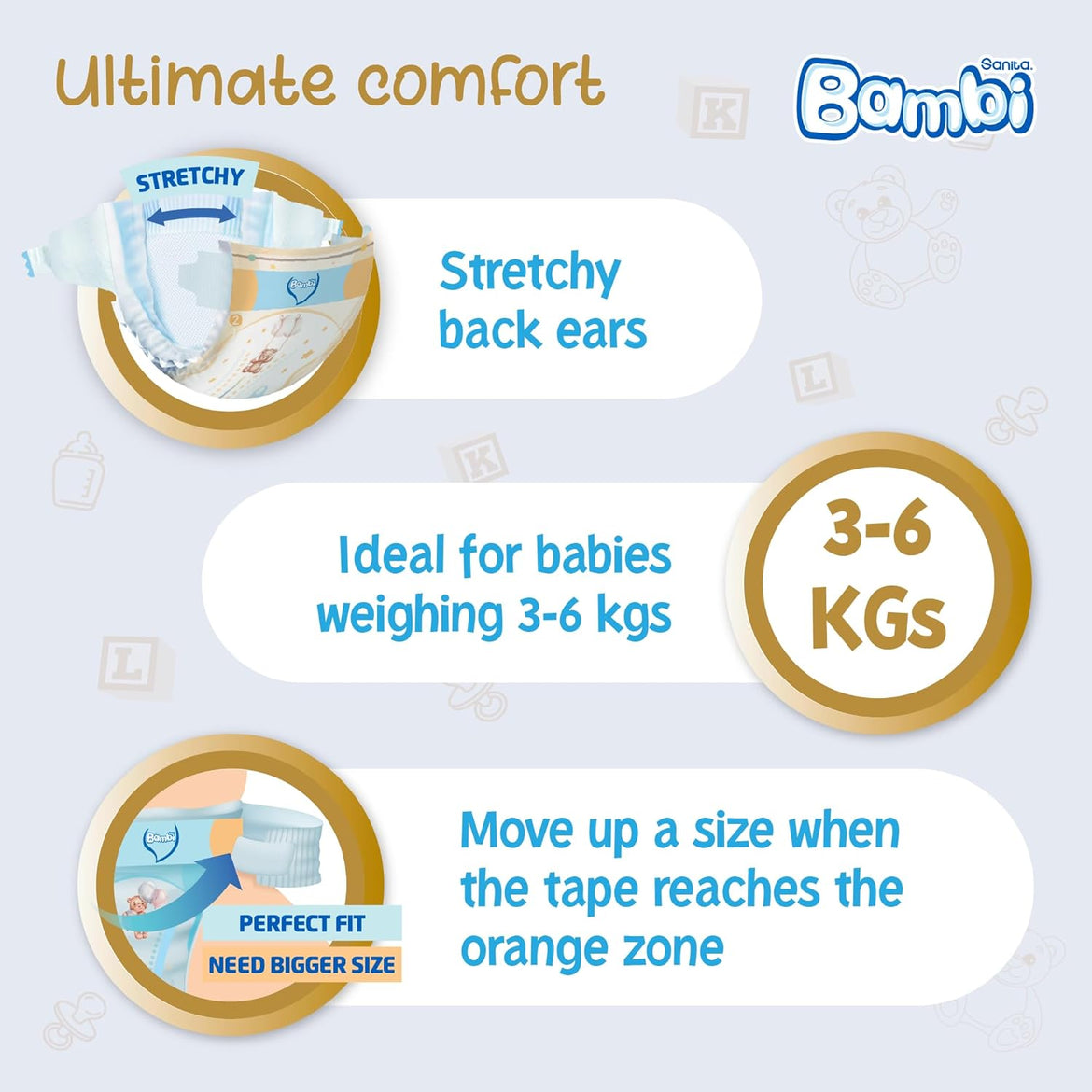 Sanita Bambi, Size 2, Small, 3-6 Kg, Value Pack, 48 Diapers