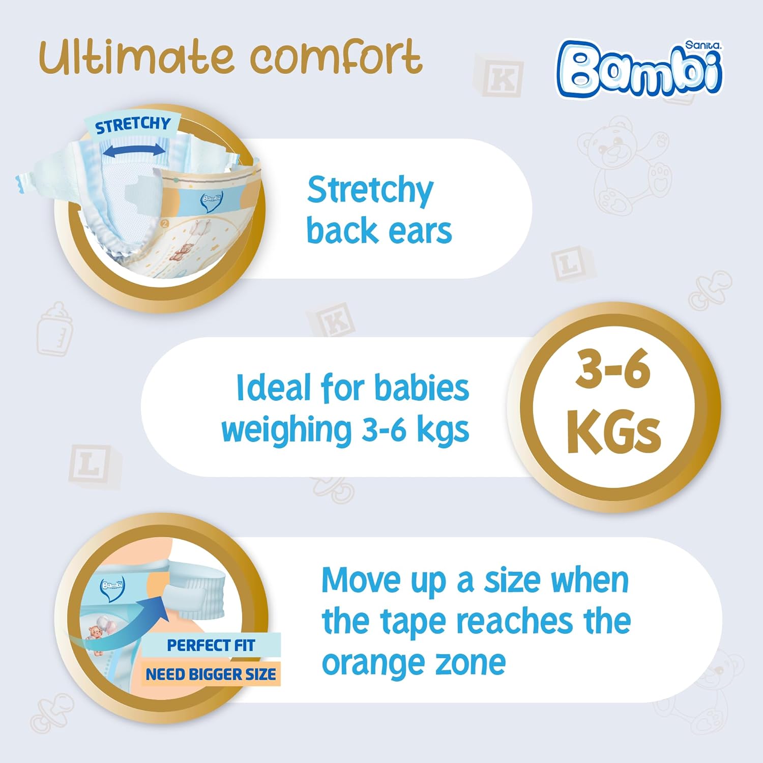 Sanita Bambi, Size 2, Small, 3-6 Kg, Value Pack, 48 Diapers