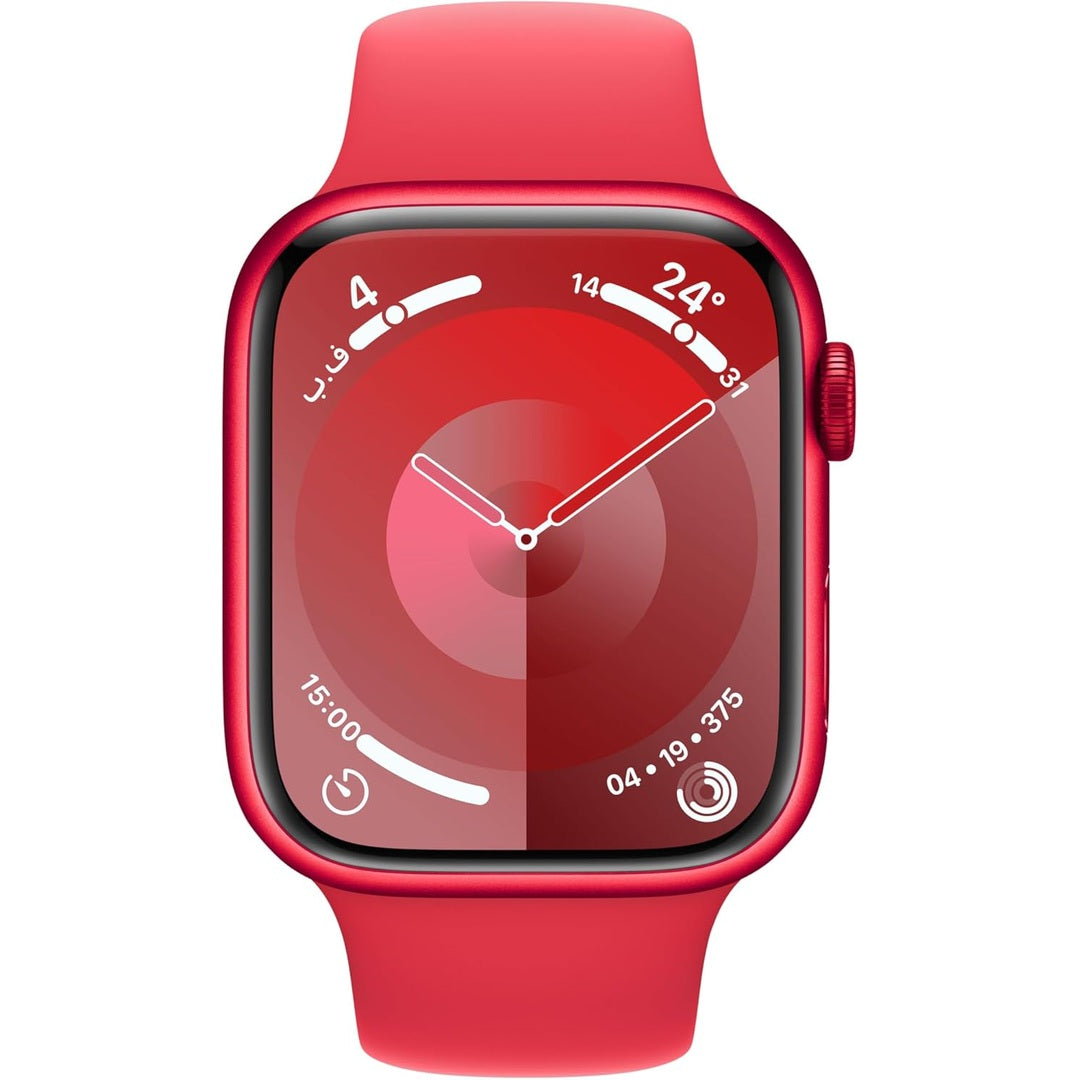 New Apple Watch Series 9 [GPS + Cellular 41mm] Smartwatch with (PRODUCT) RED Aluminum Case with (PRODUCT) RED Sport Band S/M. Fitness Tracker, Blood Oxygen & ECG Apps, Water Resistant