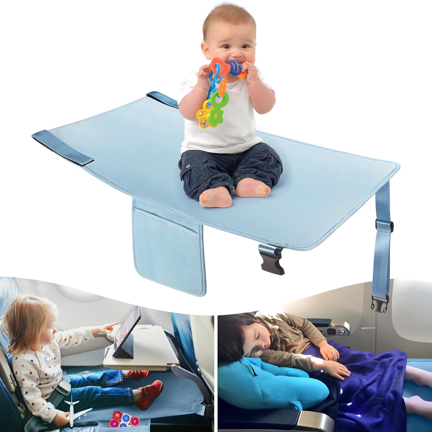COZYBONDER Toddler Airplane Bed, Kids Airplane Seat Extender Travel Bed, Kids Airplane Travel Essentials, Airplane Must Have for Toddlers, Baby Portable Plane Bed Foot Rest for Flights