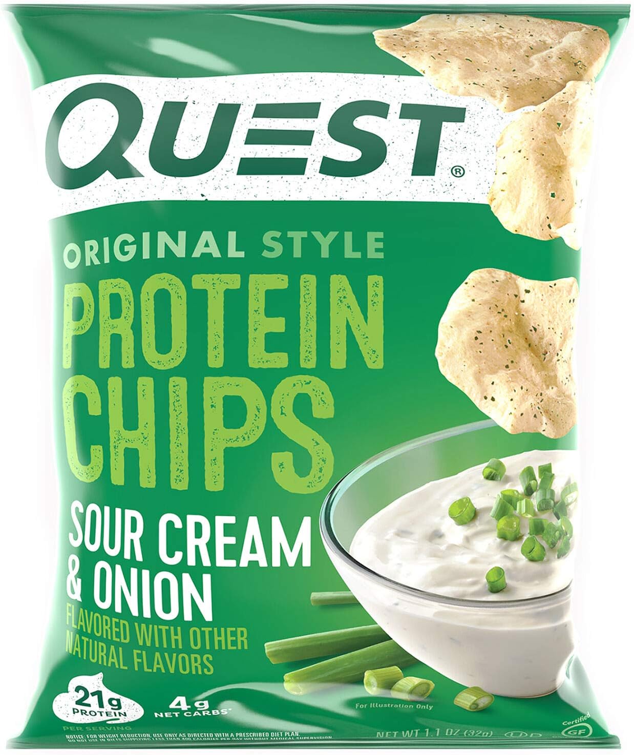 Quest Original Style Protein Chips Cheddar And Sour Cream Flavour, 8 X 32G - Pack Of 1