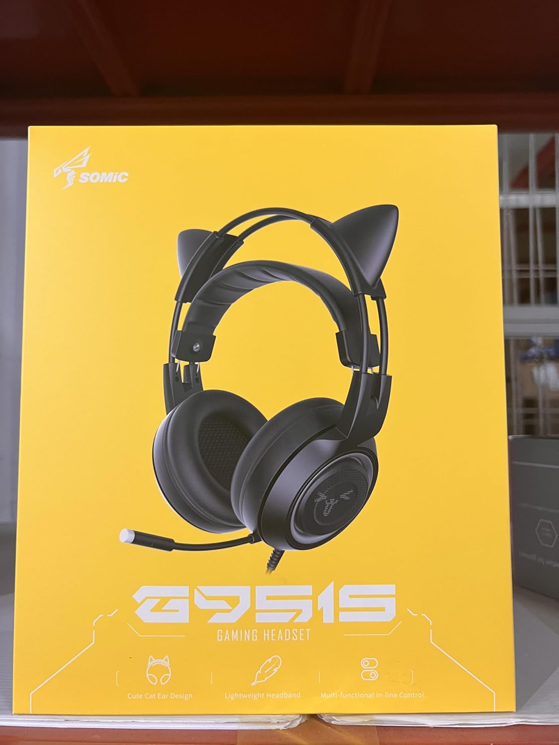 SOMIC G951s Pink Stereo Gaming Headset with Mic for PS4,Xbox,PC,Mobile Phone,3.5mm Noise Reduction Cat Ear Headphones Lightweight Over Ear Headphones for Girls