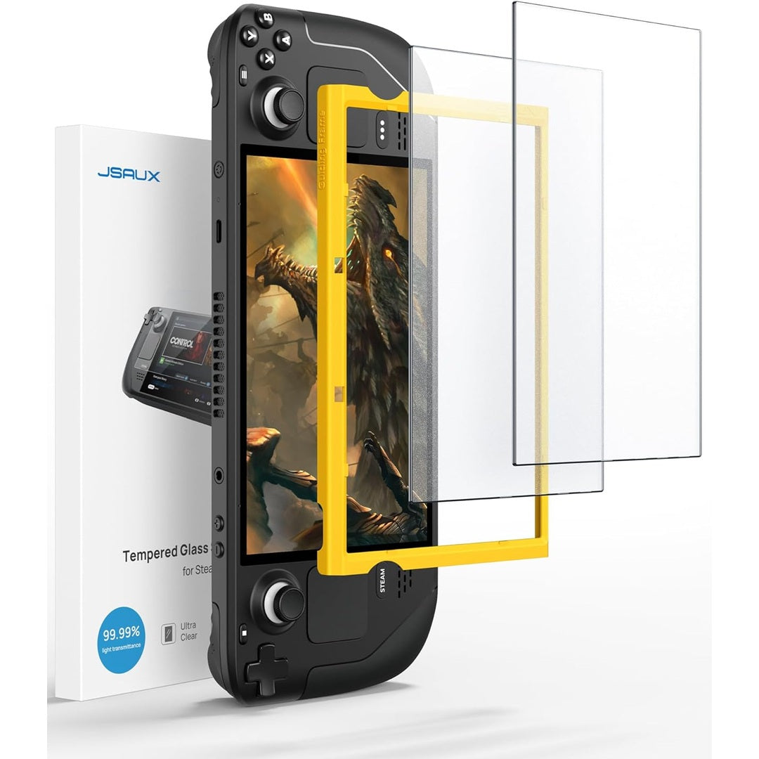JSAUX 2-Pack Screen Protector for Steam Deck, Anti Glare Protector 9H Hardness Easy to Install with Guiding Frame Scratch Resistant Matte Tempered Glass Compatible with Steam Deck OLED