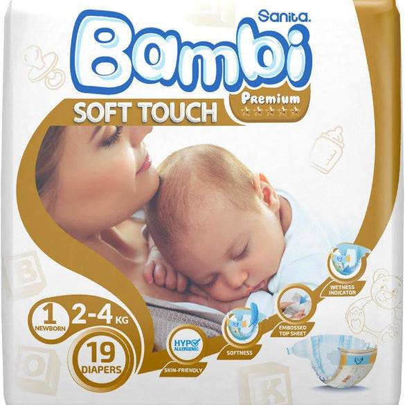 Sanita Bambi , Size 1, Newborn, 2-4 kg, 304 Diapers