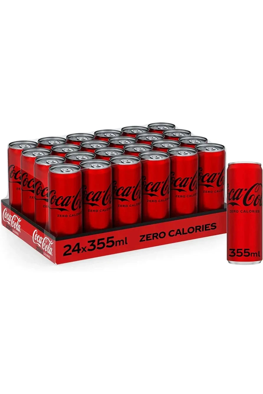 Coca-Cola Zero Calories, Carbonated Soft Drink, Can 355ml, pack of 24