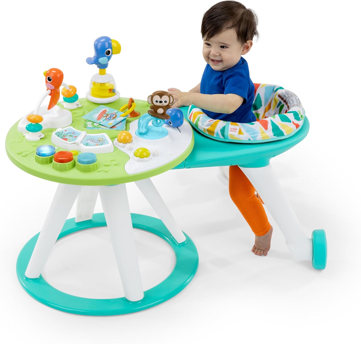 Bright Starts Around We Go 2-in-1 Walk-Around Activity Center and Table, Tropic Cool