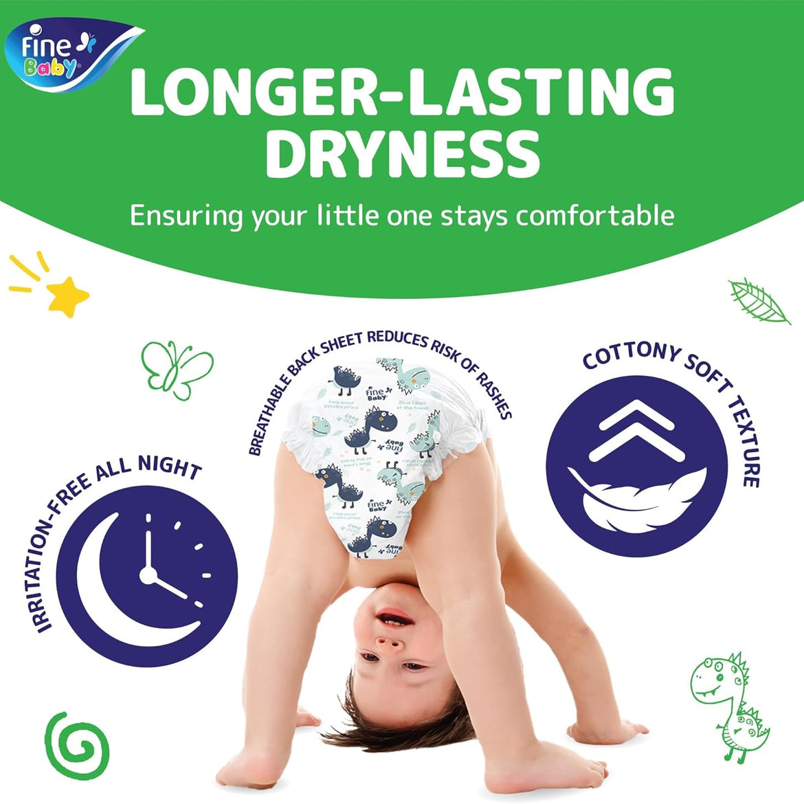 Fine Baby Double Lock, Size 6, Extra Large, 16+ kg, Giant Saver Box, 72 Diapers