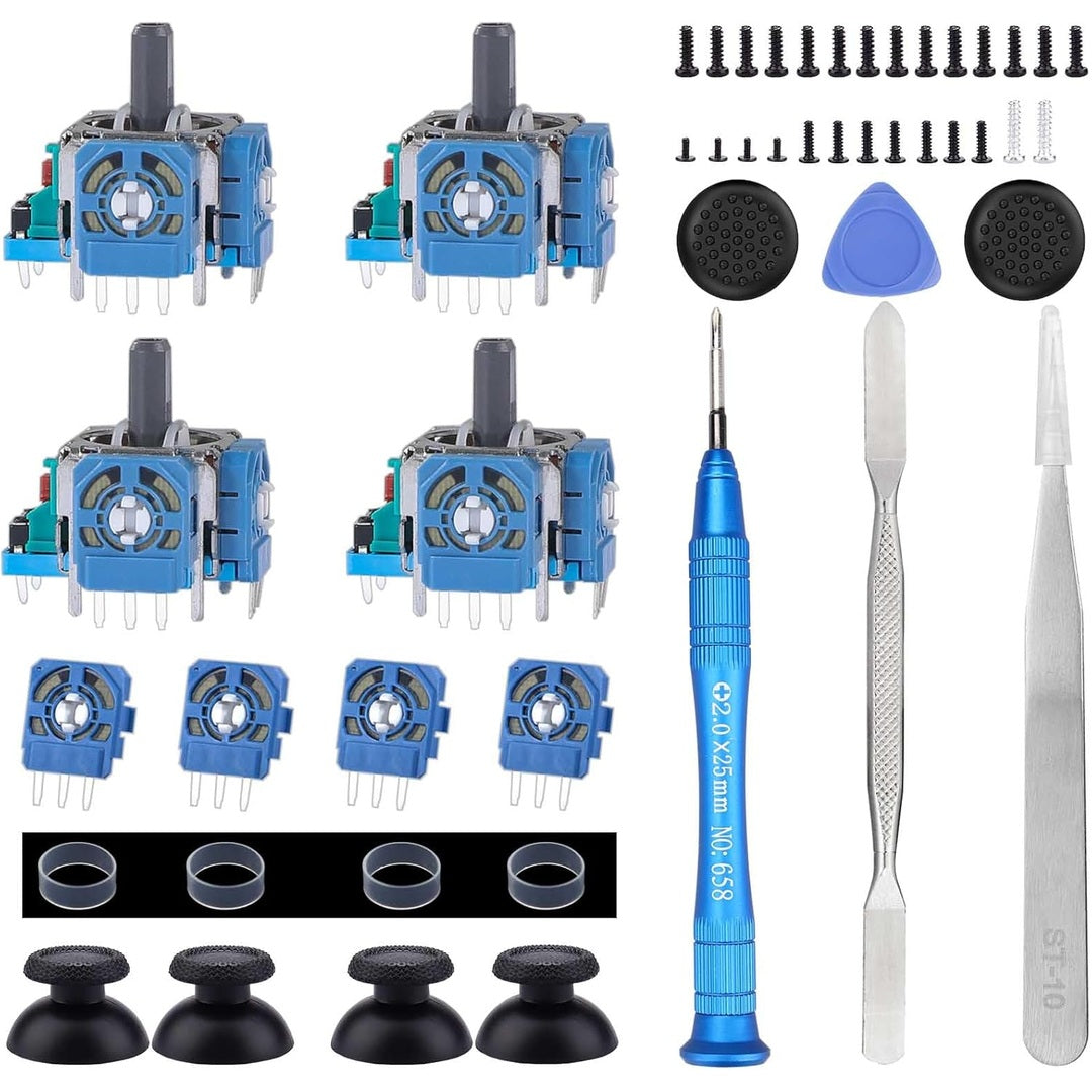 IKPEK 4pcs Analog 3D Joysticks Replacement for PS5 Controller, Joysticks Part with Repair Screwdriver Kit for Playstation 5 DualSense Controller