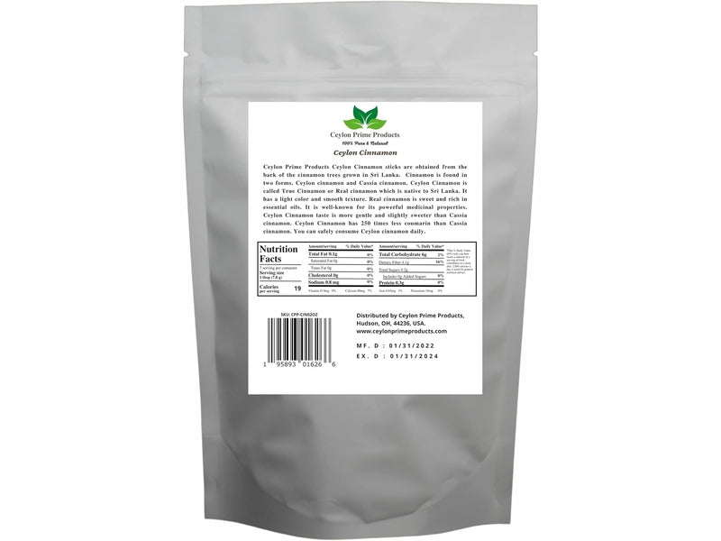 Ceylon Cinnamon Sticks 5" (4oz), Premium Grade True Cinnamon from Sri Lanka, 100% Pure and Natural in a Resealable Bag