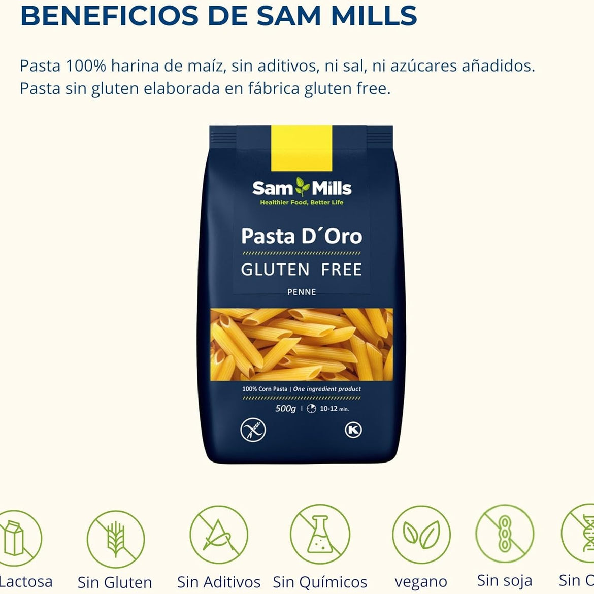 Sam Mills Pasta Doro Penne, 500 g, Multicolour