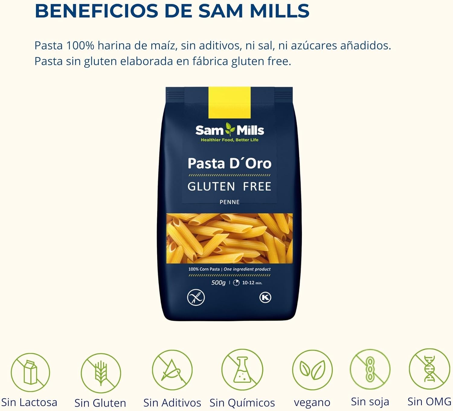 Sam Mills Pasta Doro Penne, 500 g, Multicolour