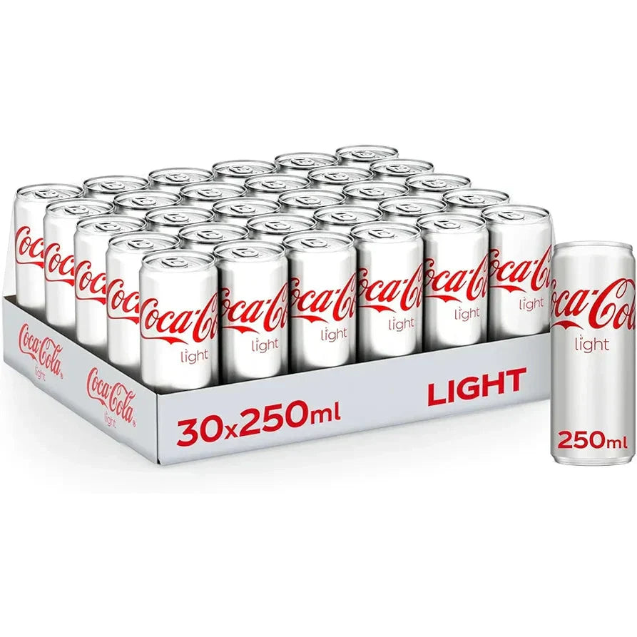 Coca-Cola Coca Cola Light Carbonated Soft Drink, Cans, 30 x 250 ml