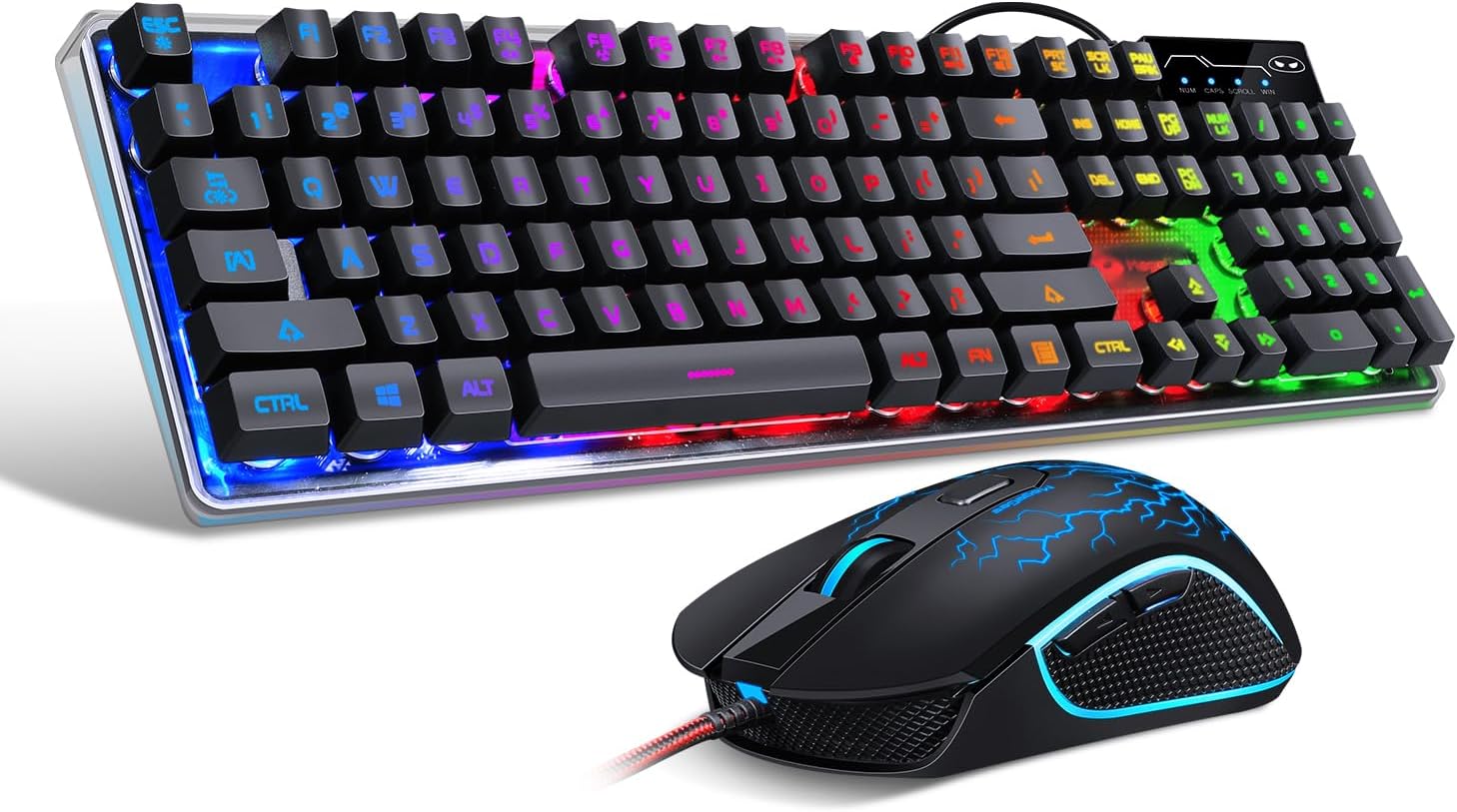 MageGee Gaming Keyboard and Mouse Combo, K1 RGB LED Backlit Ergonomic Keyboard with 104 Keys, Optical Mouse for PC/Laptop (Pink)