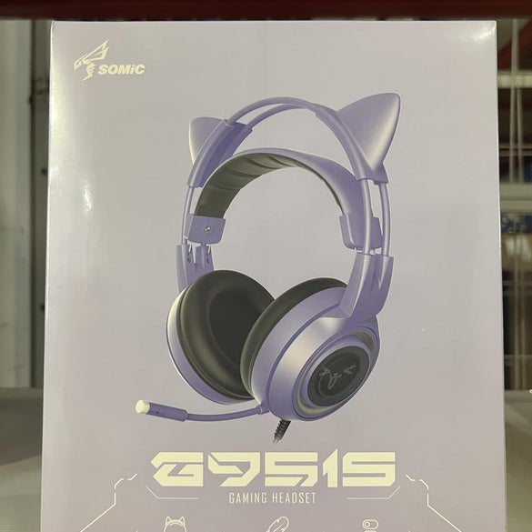 SOMIC G951s Pink Stereo Gaming Headset with Mic for PS4,Xbox,PC,Mobile Phone,3.5mm Noise Reduction Cat Ear Headphones Lightweight Over Ear Headphones for Girls