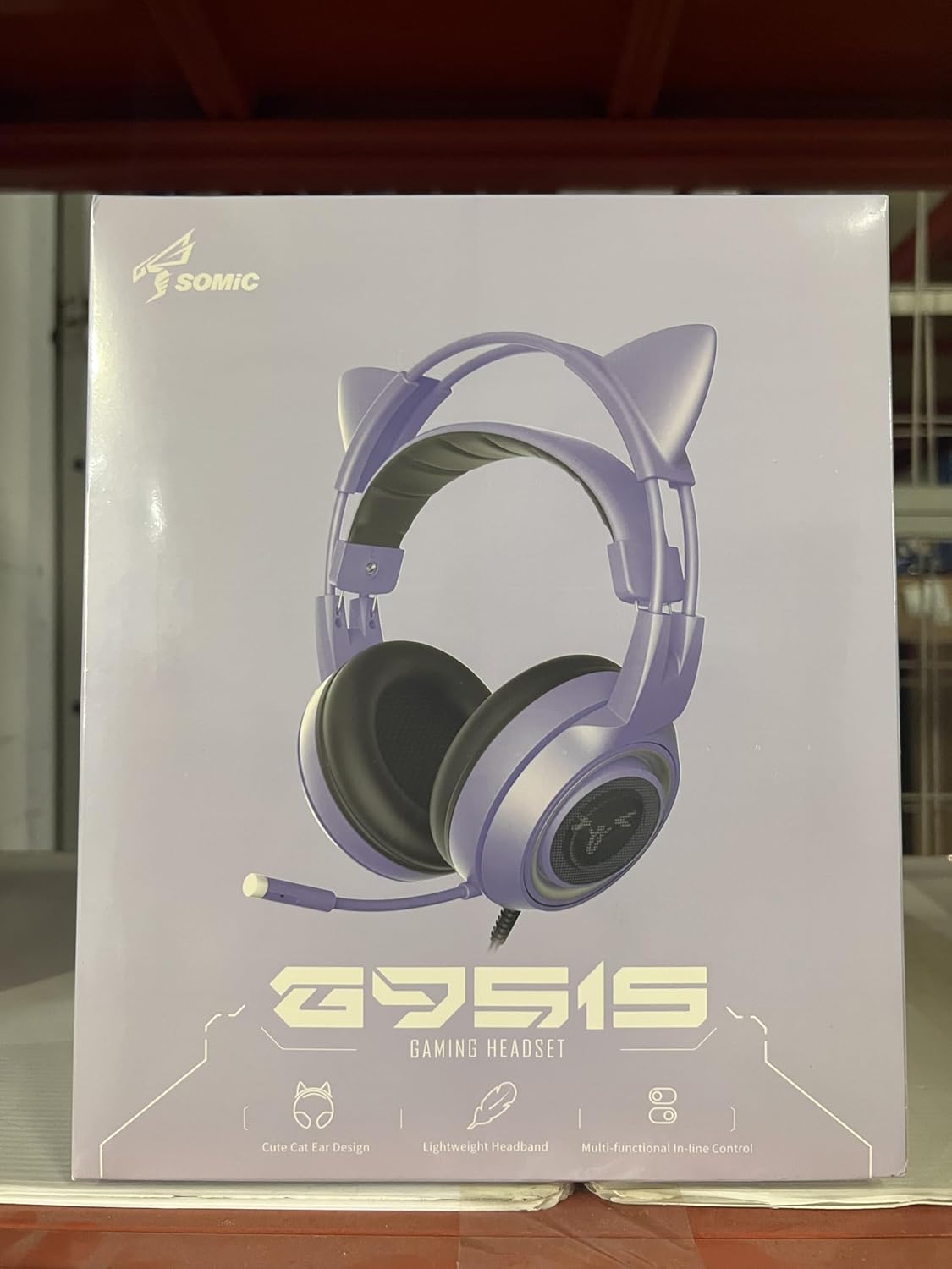 SOMIC G951s Pink Stereo Gaming Headset with Mic for PS4,Xbox,PC,Mobile Phone,3.5mm Noise Reduction Cat Ear Headphones Lightweight Over Ear Headphones for Girls