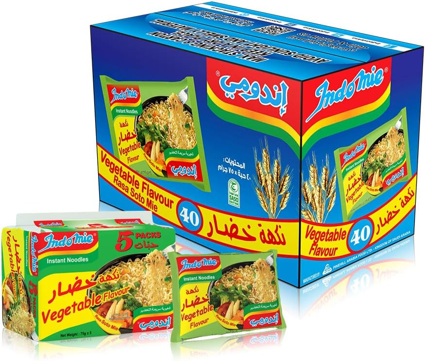 Indomie Pillow Pack Vegetable Flavor, 40 X 75G
