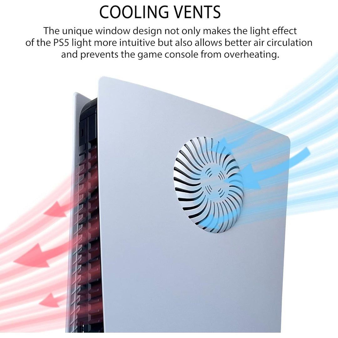 Dobewingdelou PS5 Faceplate with Cooling Vents and Dust Filter for Disc Edition PS5 Face Plate Console Cover Replacement Side Plate Shell Dustproof Accessories ABS Case White