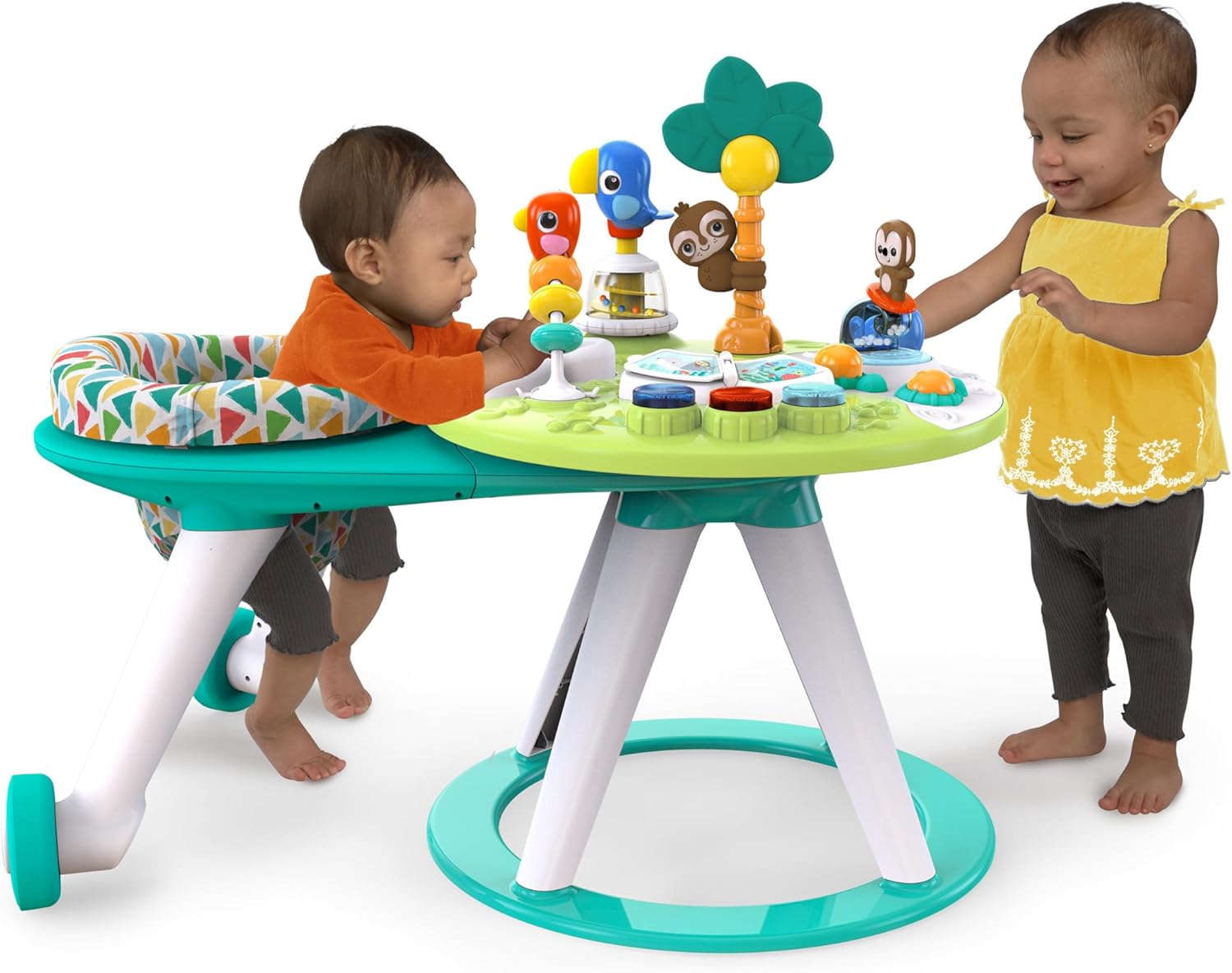 Bright Starts Around We Go 2-in-1 Walk-Around Activity Center and Table, Tropic Cool