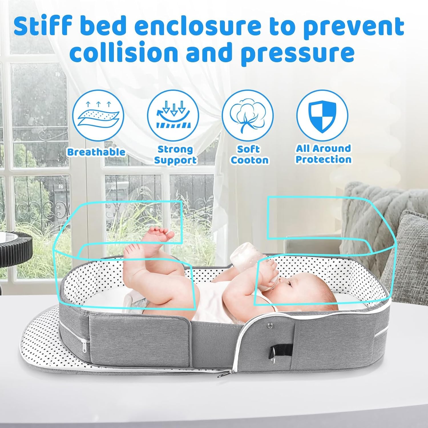 Baby Travel Cot with Mosquito Net and Awning