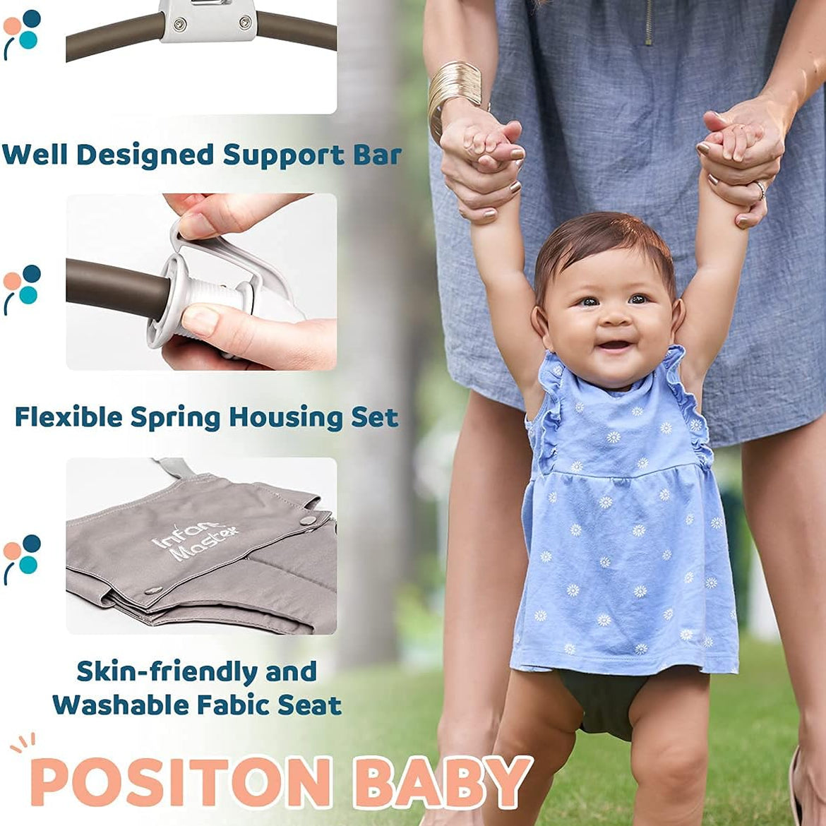 Infant Master Doorway Jumper, Johnny Jumper w/Adjustable Seat Bag, Durable Baby Door Bouncer & Swing Jumper w/Steel Spring, Wise Gift Choice for Infant & Toddler, Easy to Use, Blue